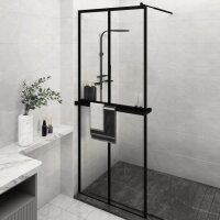 vidaXL Duschwand mit Ablage f&uuml;r Walk-In-Dusche Schwarz 80x195 cm ESG