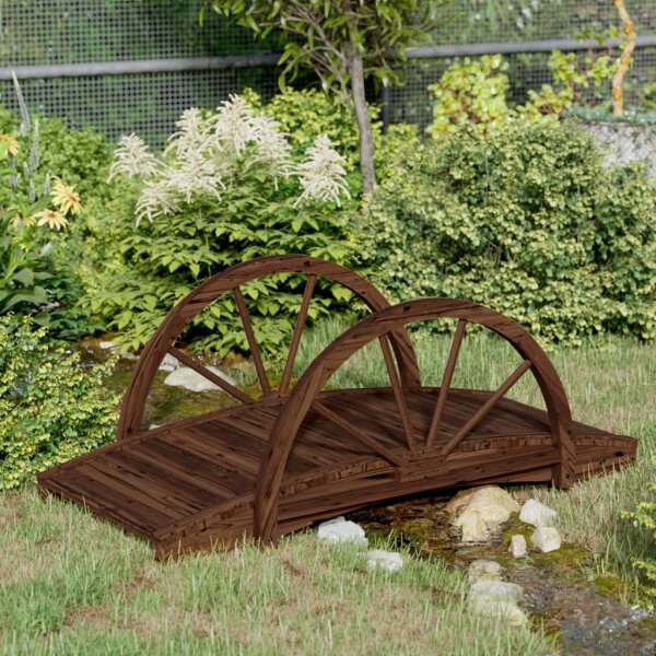 WOWONA Gartenbr&uuml;cke mit Rad-Design 99x50x38 cm Massivholz Tanne