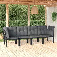 vidaXL 4-tlg. Garten-Lounge-Set Schwarz und Grau Poly Rattan