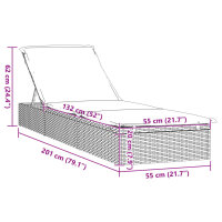 vidaXL Sonnenliege mit Tisch Grau Poly Rattan