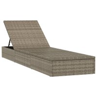 vidaXL Sonnenliege mit Tisch Grau Poly Rattan