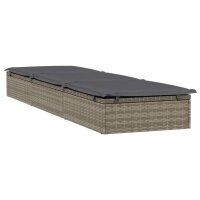 vidaXL Sonnenliege mit Tisch Grau Poly Rattan