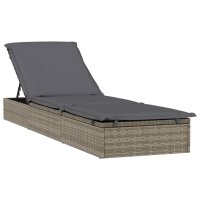 vidaXL Sonnenliegen 2 Stk. mit Tisch Grau Poly Rattan