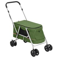 vidaXL Hundewagen Faltbar Gr&uuml;n 100x49x96 cm Leinenstoff