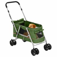 vidaXL Hundewagen Faltbar Gr&uuml;n 100x49x96 cm Leinenstoff