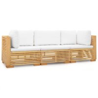 vidaXL 3-tlg. Garten-Lounge-Set mit Kissen Massivholz Teak