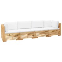 vidaXL 4-tlg. Garten-Lounge-Set mit Kissen Massivholz Teak