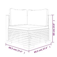 vidaXL Garten-Ecksofas mit Kissen 2 Stk. Massivholz Teak