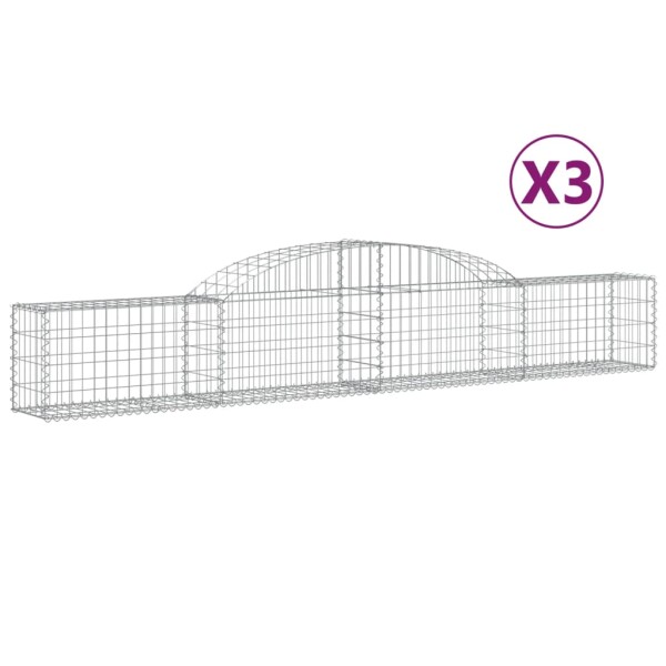 vidaXL Gabionen mit Hochbogen 3 Stk. 300x30x40/60 cm Verzinktes Eisen