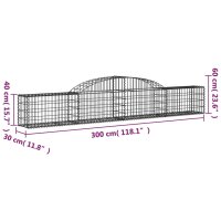 vidaXL Gabionen mit Hochbogen 3 Stk. 300x30x40/60 cm Verzinktes Eisen