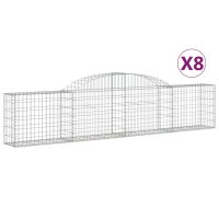 vidaXL Gabionen mit Hochbogen 8 Stk. 300x30x60/80 cm Verzinktes Eisen