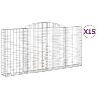 vidaXL Gabionen mit Hochbogen 15 Stk 300x30x140/160cm...