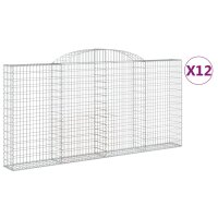 vidaXL Gabionen mit Hochbogen 12 Stk 300x30x140/160cm...