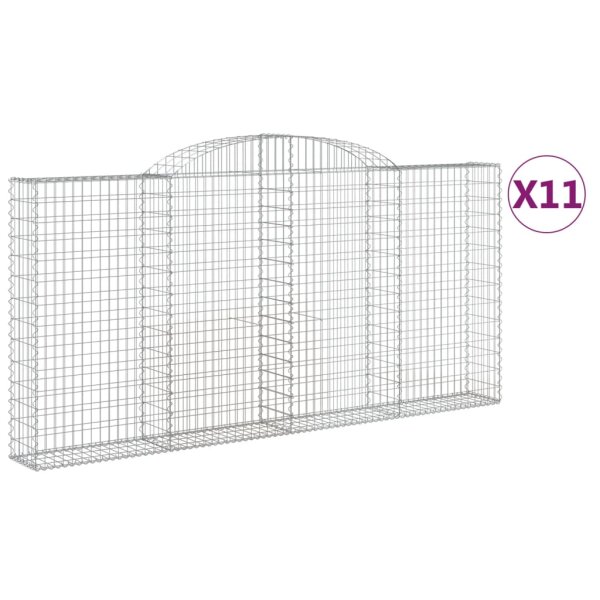 vidaXL Gabionen mit Hochbogen 11 Stk 300x30x140/160cm Verzinktes Eisen