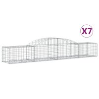 vidaXL Gabionen mit Hochbogen 7 Stk. 300x50x40/60 cm Verzinktes Eisen