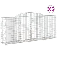 vidaXL Gabionen mit Hochbogen 5 Stk. 300x50x120/140cm Verzinktes Eisen