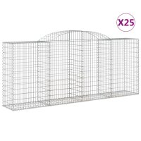 vidaXL Gabionen mit Hochbogen 25 Stk 300x50x120/140cm Verzinktes Eisen