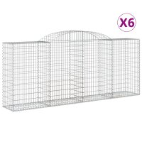 vidaXL Gabionen mit Hochbogen 6 Stk. 300x50x120/140cm Verzinktes Eisen