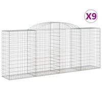 vidaXL Gabionen mit Hochbogen 9 Stk. 300x50x120/140cm Verzinktes Eisen