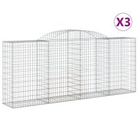 vidaXL Gabionen mit Hochbogen 3 Stk. 300x50x120/140cm...