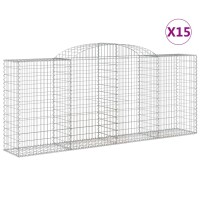 vidaXL Gabionen mit Hochbogen 15 Stk 300x50x120/140cm...