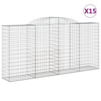 vidaXL Gabionen mit Hochbogen 15 Stk 300x50x140/160cm...