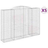 vidaXL Gabionen mit Hochbogen 5 Stk. 300x50x200/220cm Verzinktes Eisen