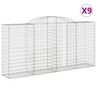 vidaXL Gabionen mit Hochbogen 9 Stk. 300x50x140/160cm Verzinktes Eisen