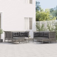 vidaXL 9-tlg. Garten-Lounge-Set mit Kissen Grau Poly Rattan