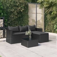 vidaXL Garten-Lounge-Set Schwarz Poly Rattan