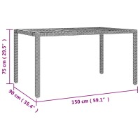 vidaXL 5-tlg. Garten-Essgruppe mit Kissen Grau Poly Rattan