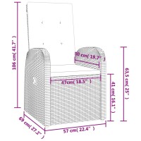 vidaXL 5-tlg. Garten-Essgruppe mit Kissen Grau Poly Rattan