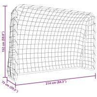 vidaXL Fu&szlig;balltor mit Netz Wei&szlig; 214x75x152 cm Stahl &amp; Polyester