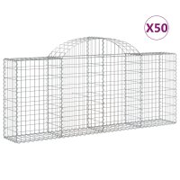 vidaXL Gabionen mit Hochbogen 50 Stk. 200x30x80/100cm...