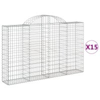 vidaXL Gabionen mit Hochbogen 15Stk. 200x30x120/140cm...