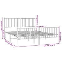 vidaXL Bettgestell mit Kopf- und Fu&szlig;teil Metall Schwarz 150x200 cm