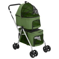 vidaXL Hundewagen f&uuml;r 2 Hunde Faltbar Gr&uuml;n 83x48x97 cm Oxford-Gewebe