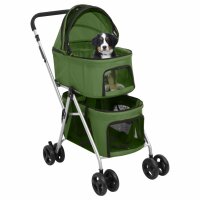 vidaXL Hundewagen f&uuml;r 2 Hunde Faltbar Gr&uuml;n 83x48x97 cm Oxford-Gewebe