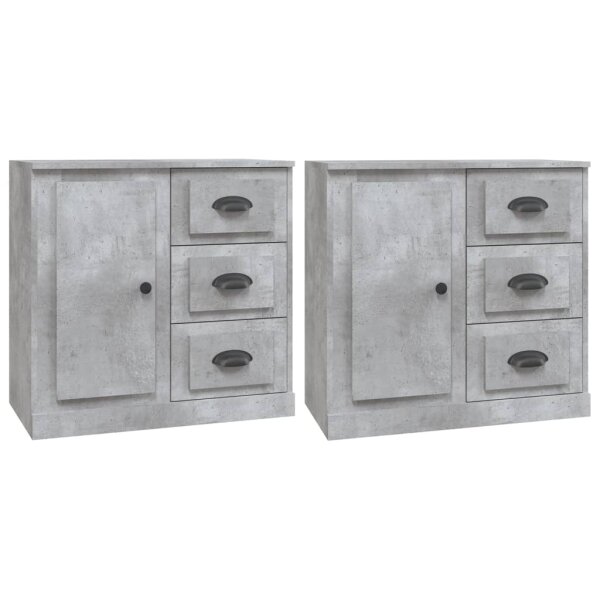 vidaXL Sideboards 2 Stk. Betongrau Holzwerkstoff