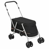 vidaXL Hundewagen Faltbar Schwarz 100x49x96 cm Leinenstoff