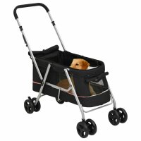 vidaXL Hundewagen Faltbar Schwarz 100x49x96 cm Leinenstoff