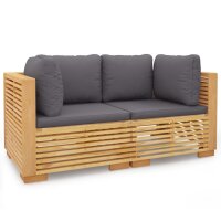 vidaXL Garten-Ecksofas mit Kissen 2 Stk. Massivholz Teak