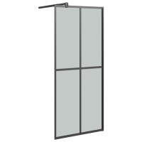 vidaXL Duschwand mit Ablage f&uuml;r Walk-In-Dusche Schwarz 80x195 cm ESG