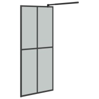 vidaXL Duschwand mit Ablage f&uuml;r Walk-In-Dusche Schwarz 80x195 cm ESG