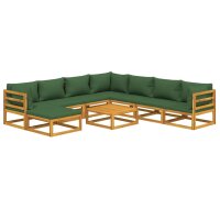 vidaXL 9-tlg. Garten-Lounge-Set mit Gr&uuml;nen Kissen Massivholz