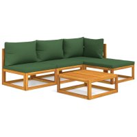 vidaXL 5-tlg. Garten-Lounge-Set mit Grünen Kissen...
