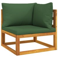 vidaXL Modular-Ecksofa mit Grünen Kissen Massivholz...