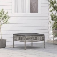 vidaXL Gartenhocker mit Kissen Grau Poly Rattan