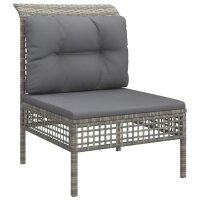 vidaXL 8-tlg. Garten-Lounge-Set mit Kissen Grau Poly Rattan