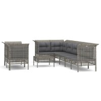 vidaXL 9-tlg. Garten-Lounge-Set mit Kissen Grau Poly Rattan